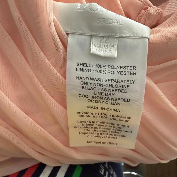 David’s Bridal Size 22 Bellini Peach Pleated Maxi Dress - Picture 5 of 7